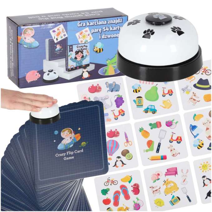 Card game find a pair 54 cards and a bell