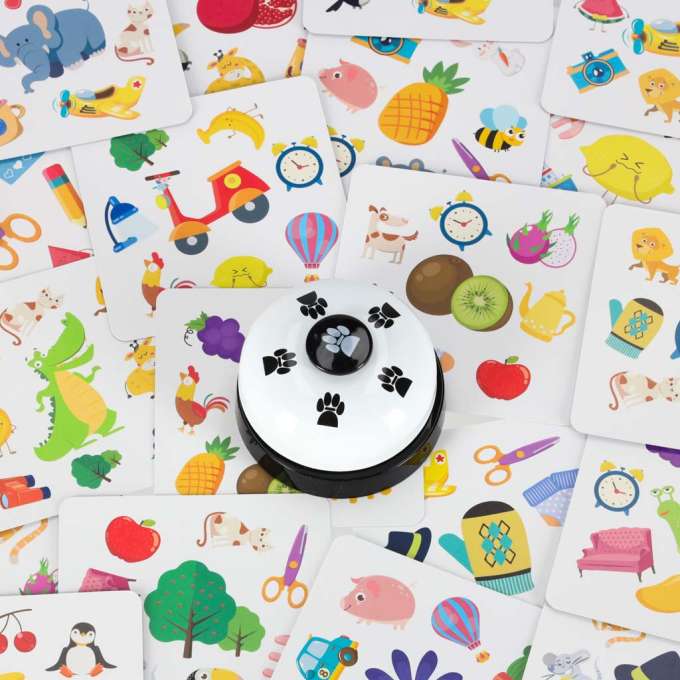 Card game find a pair 54 cards and a bell