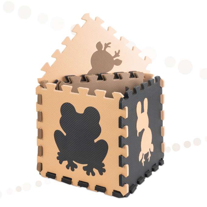 Children's foam mat puzzle 9el. beige-brown-black 85cm x 85cm x 1cm