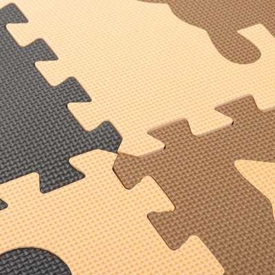 Children's foam mat puzzle 9el. beige-brown-black 85cm x 85cm x 1cm
