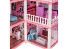 Doll house villa pink DIY 4 levels furniture 5
