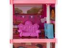 Doll house villa pink DIY 4 levels furniture 6