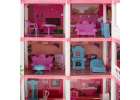 Doll house villa pink DIY 4 levels furniture 8