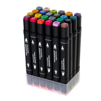 Double-sided alcohol markers in case 24 + stand