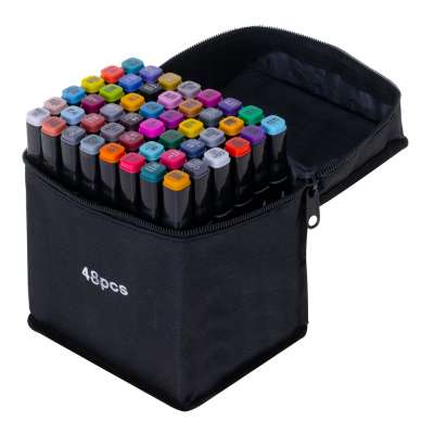 Double-sided alcohol markers in case 48 + stand