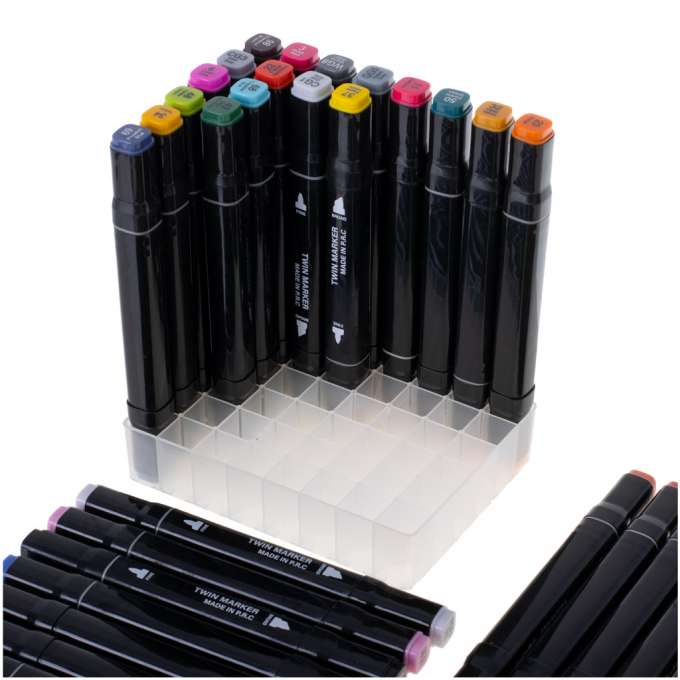 Double-sided alcohol markers in case 48 + stand
