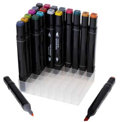 Double-sided alcohol markers in case 48 + stand