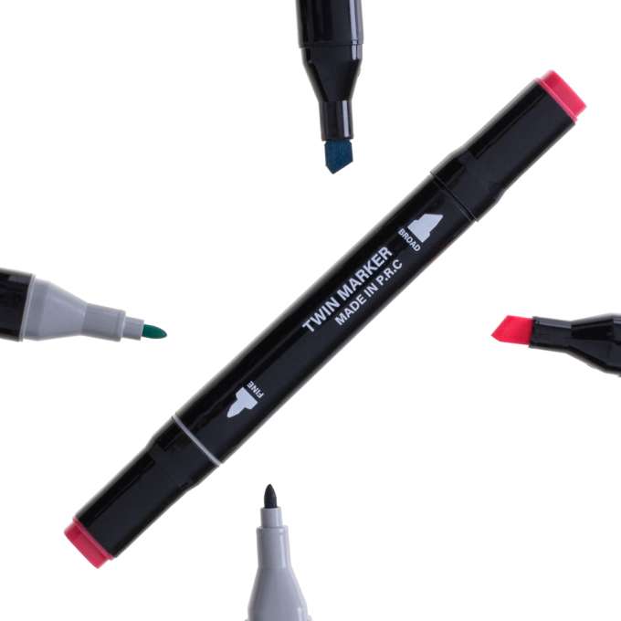 Double-sided alcohol markers in case 80 + stand