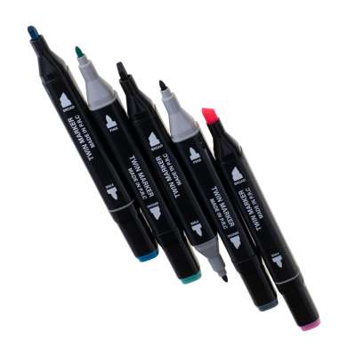 Double-sided alcohol markers in case 80 + stand