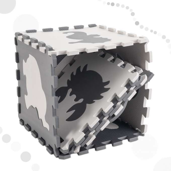 Foam puzzle mat for children 9 el. black-ecru 85cm x 85cm x 1cm
