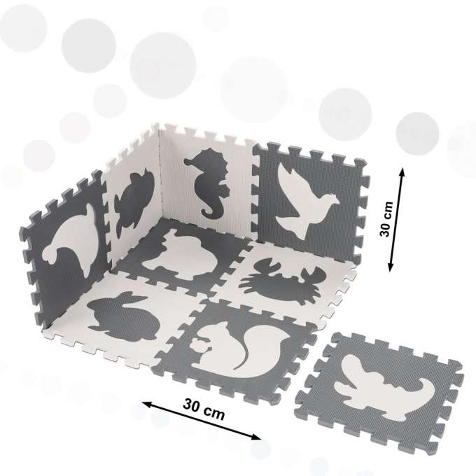 Foam puzzle mat for children 9 el. black-ecru 85cm x 85cm x 1cm