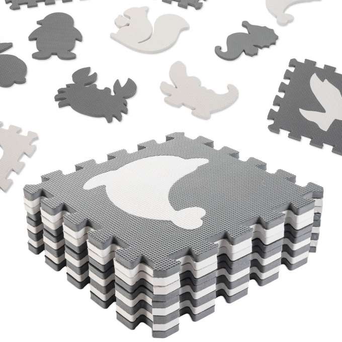 Foam puzzle mat for children 9 el. black-ecru 85cm x 85cm x 1cm