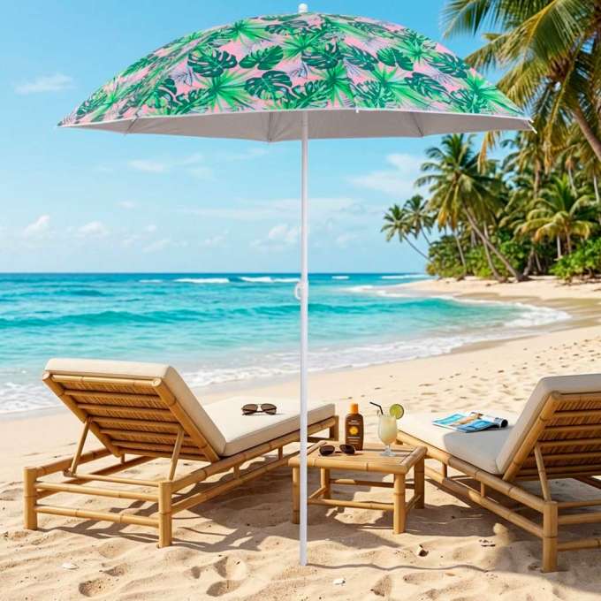 Folding sun umbrella 180cm garden balcony umbrella with tilting leaves function