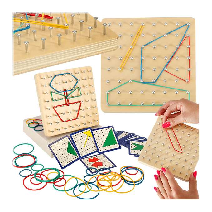 Geoboard geoplan drewniana układanka tworzenie kształtów z gumek