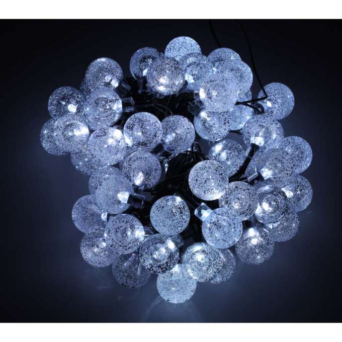 Lampki ogrodowe solarne kulki 7m 50LED zimny biały