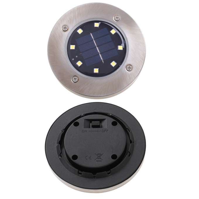 Lampy solarne gruntowe najazdowe ogrodowe  8LED 4szt. ciepły biały