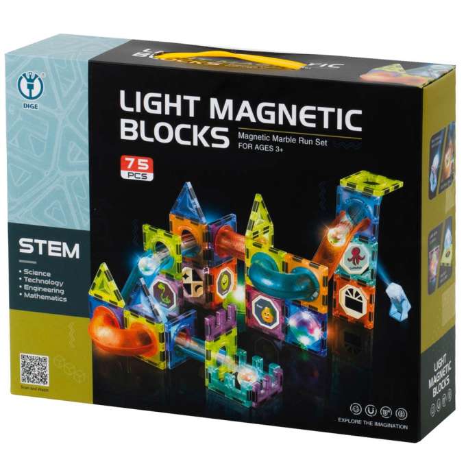 Magnetic marble ball track blocks luminous 75el