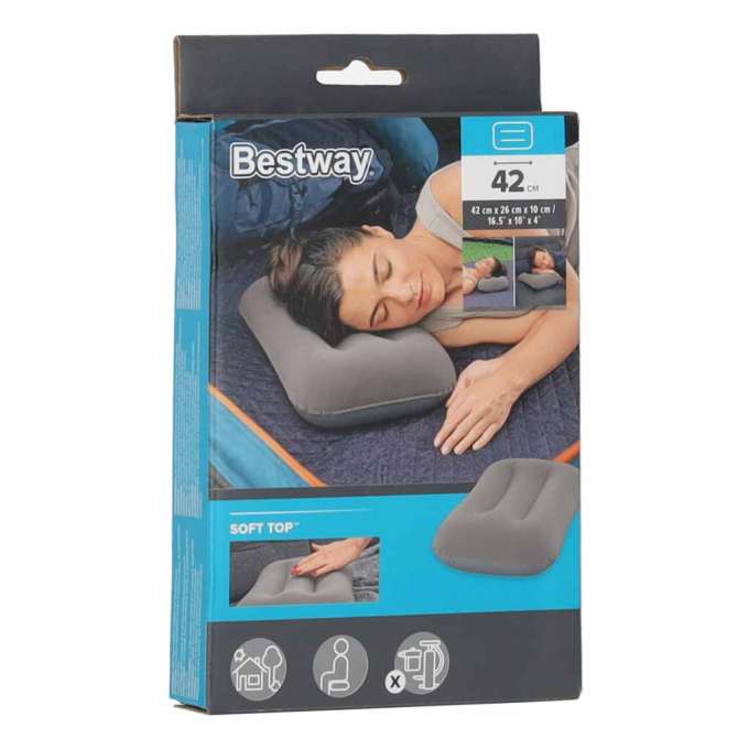 Poduszka dmuchana turystyczna welurowa BESTWAY 67121 szara