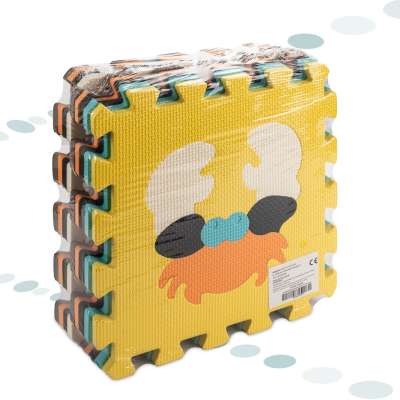Foam puzzle mat for children 9 el. colourful animals 85cm x 85cm x 1cm