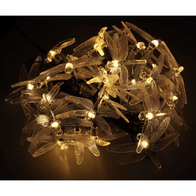 Solar dragonfly garden lights 6.5m 30LED warm white