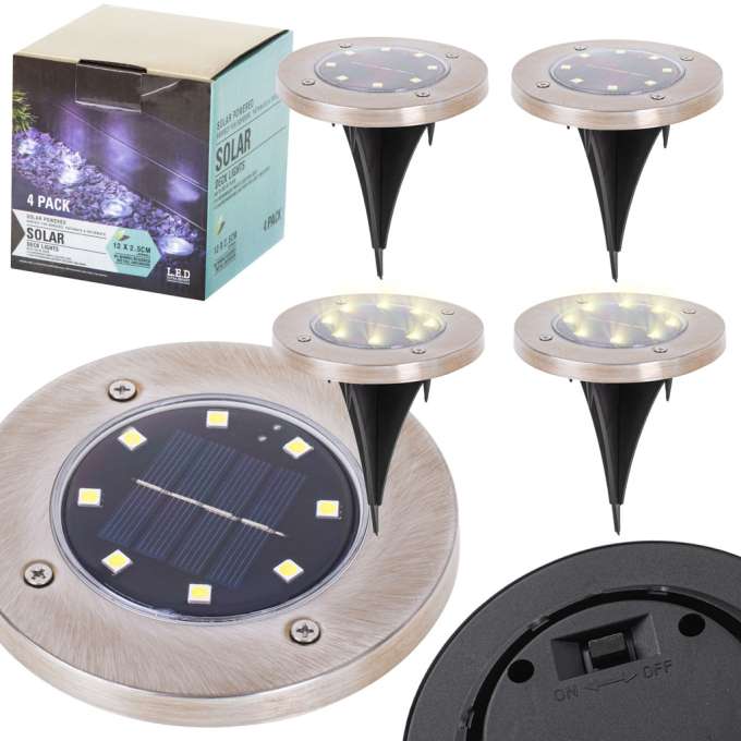 Solar ground garden invasion lights 8LED 4pcs warm white