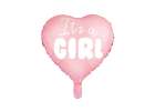 Balon foliowy "It's a girl" na baby shower serce różowe 48cm 1