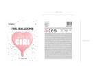 Balon foliowy "It's a girl" na baby shower serce różowe 48cm 3