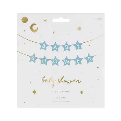 Banner sign for baby shower stars light blue 290cm x 16.5cm