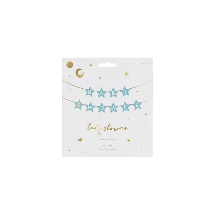 Banner sign for baby shower stars light blue 290cm x 16.5cm