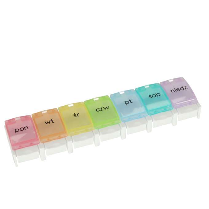 Container organizer for pills medicines weekly 7 days EN