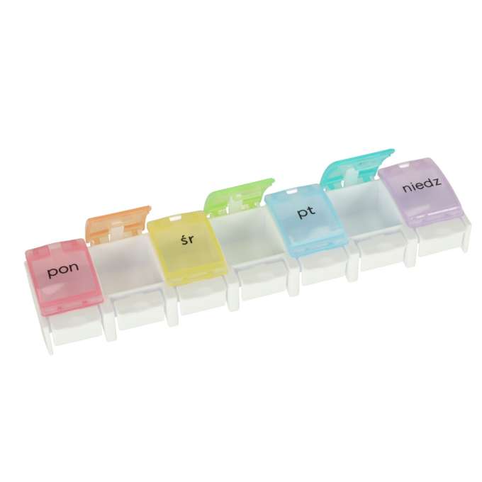 Container organizer for pills medicines weekly 7 days EN