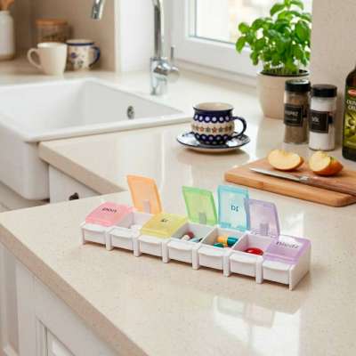 Container organizer for pills medicines weekly 7 days EN