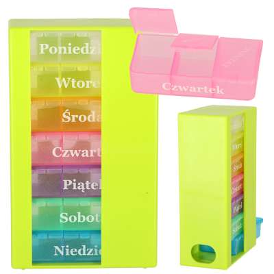 Container organizer medicine pill box weekly 7 days standing