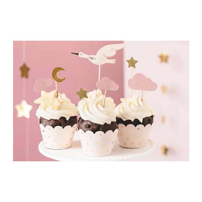 Dekoracje do muffinek babeczek - Bocian 11cm-12cm 7 sztuk