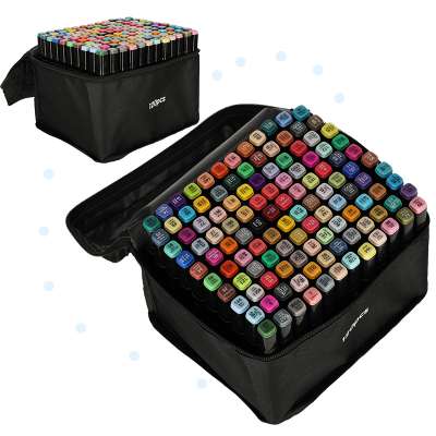 Double-sided alcohol markers in case 120 + stand