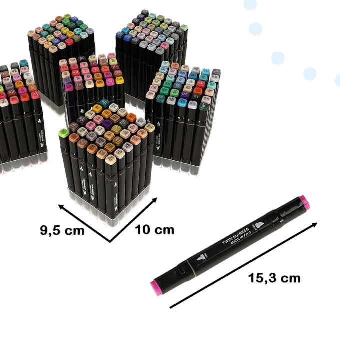 Double-sided alcohol markers in case 204 + stand