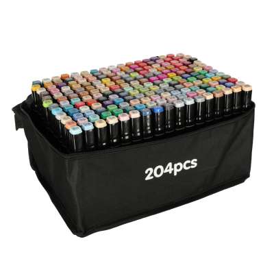Double-sided alcohol markers in case 204 + stand