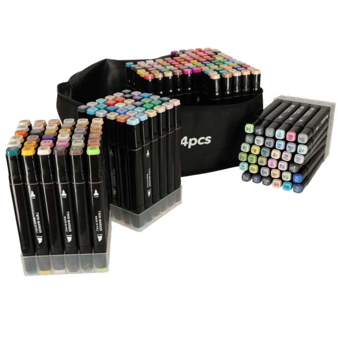 Double-sided alcohol markers in case 204 + stand