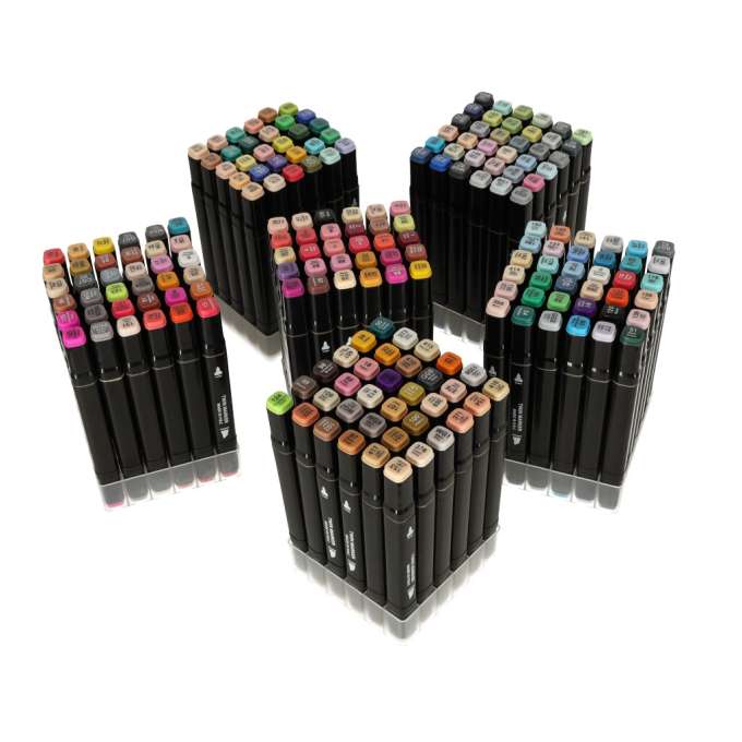 Double-sided alcohol markers in case 204 + stand