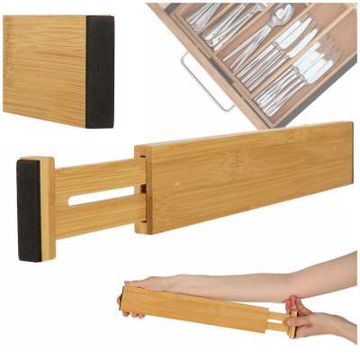 Drawer organizer adjustable bamboo separator 43x6x1.5cm 1 piece