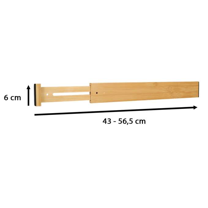 Drawer organizer adjustable bamboo separator 56x6x1.5cm 1 piece