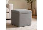 Folding pouf with storage open to seat footrest grey 38x38x38cm 7