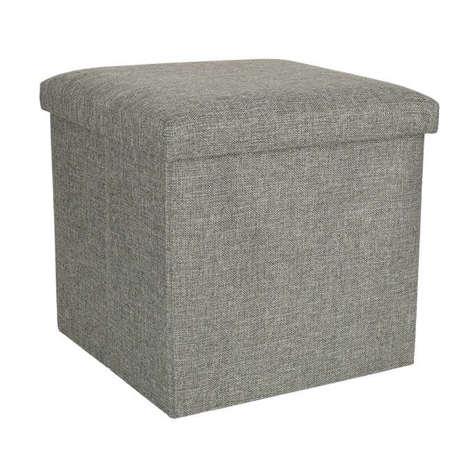 Folding pouffe with storage box grey 38x38x38cm