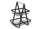 Fruit basket two-tier piled metal wood 2