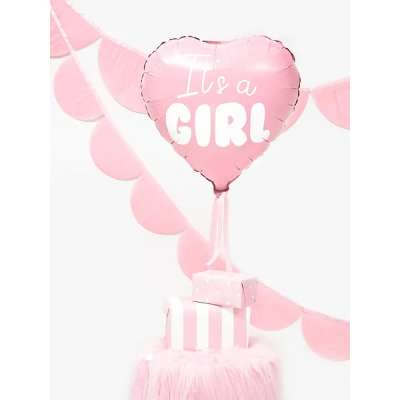 "It's a girl" foil balloon for baby shower heart pink 48cm