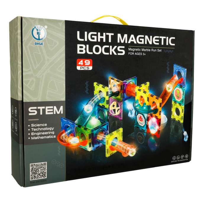 Klocki magnetyczne marble tor kulkowy świecący 49 elementów