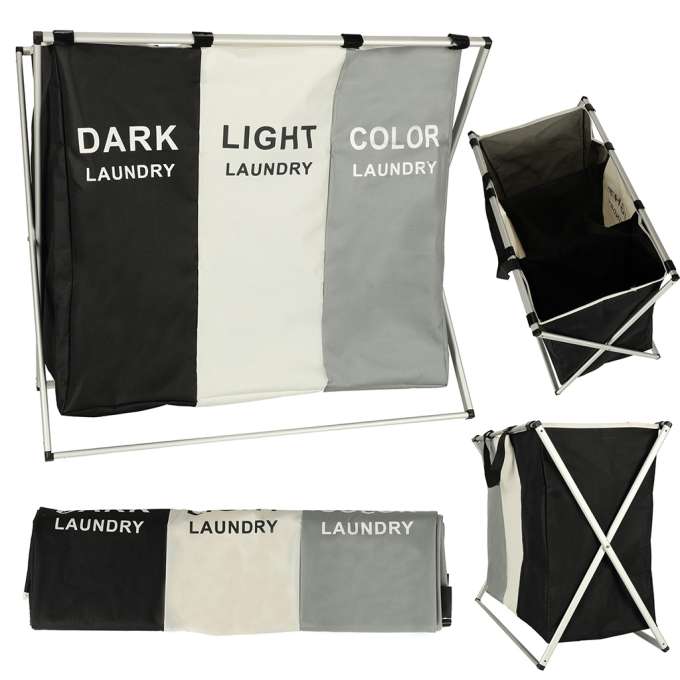 Laundry basket segregation organizer 3 compartments 135l