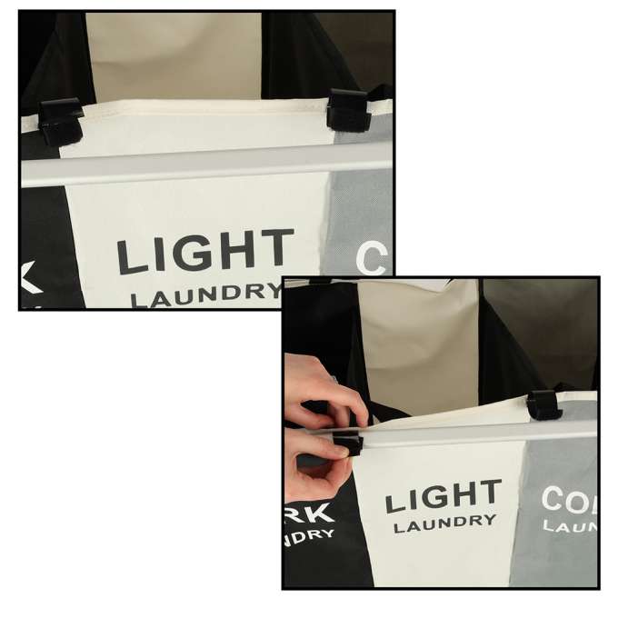 Laundry basket segregation organizer 3 compartments 135l