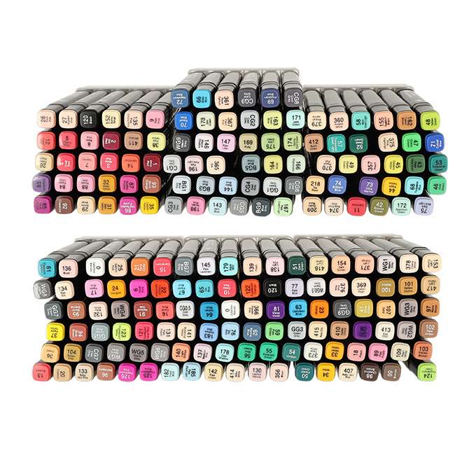 Markery dwustronne alkoholowe w etui 204 + podstawka