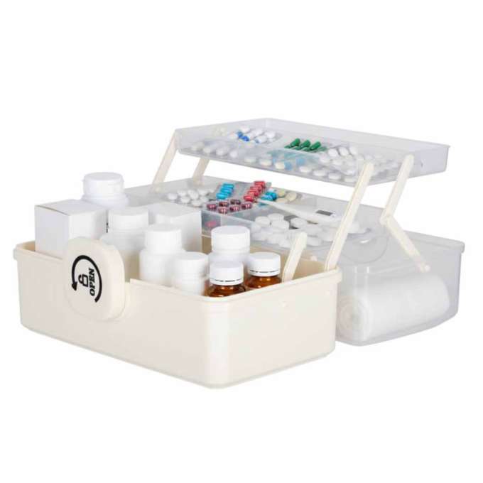 Organizer na leki pojemnik pudełko kasetka apteczka duży XL na zamek skrzynka 29x19x15,5 cm